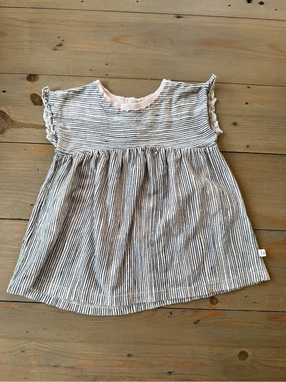 1 + In the Family Striped Flutter Sleeve Baby Dress - 6 Months